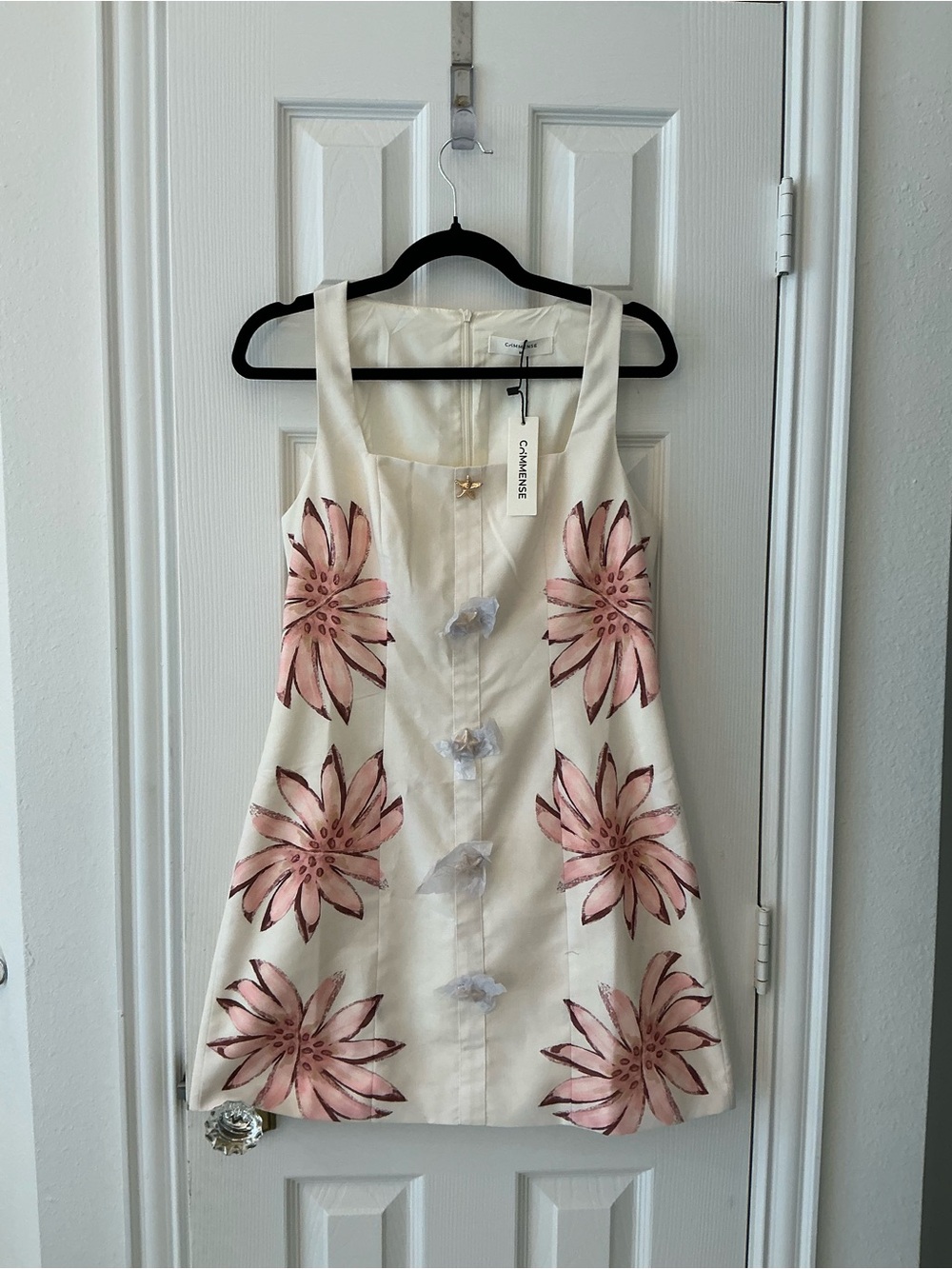 Commense Cream Mini Dress with Pink Floral Motif - Picture 4 of 8
